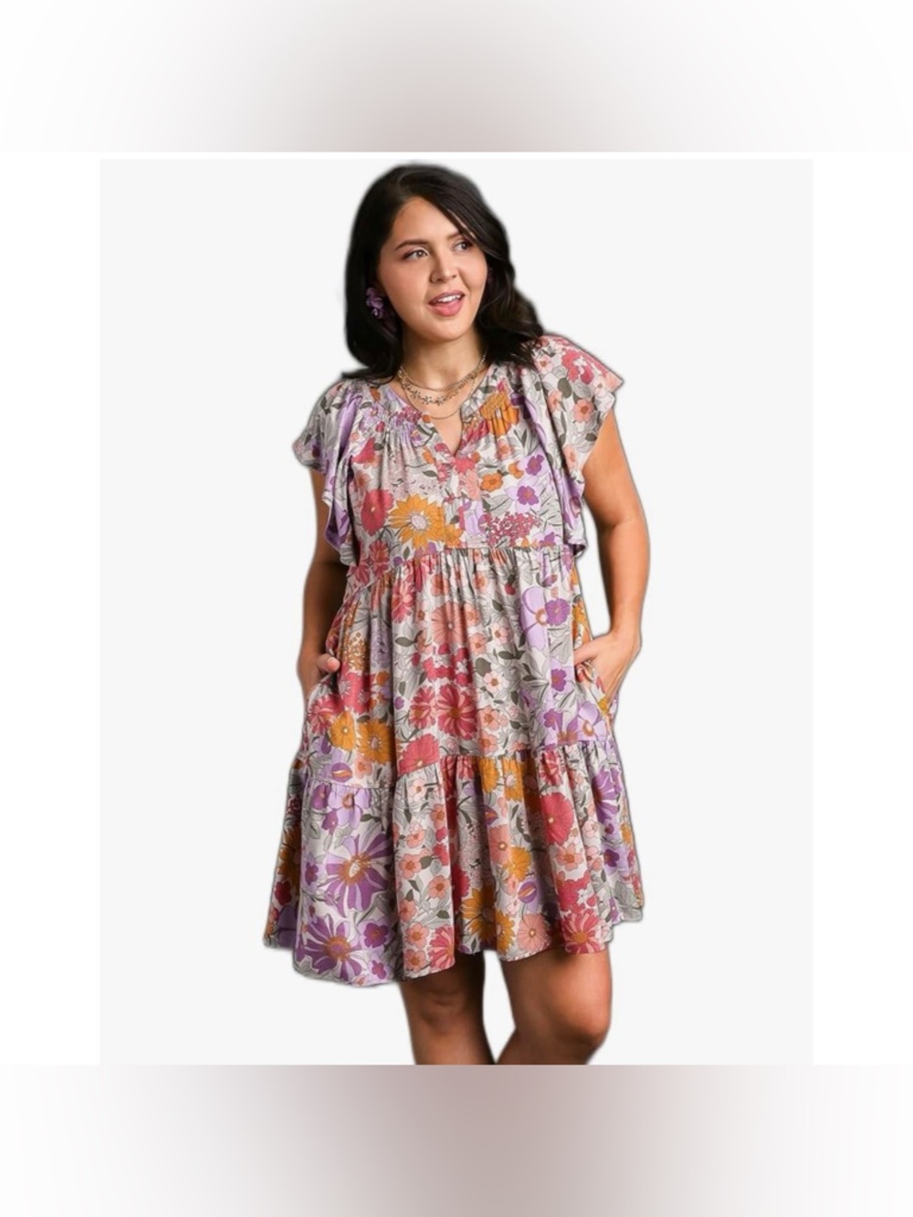Umgee Floral Tiered Dress size Medium